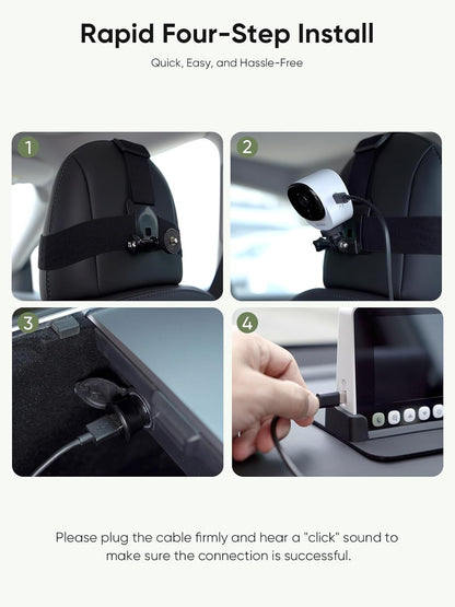 5" 1440P Baby Car Camera, Clearest Monitor, 360° Rotating Wide View