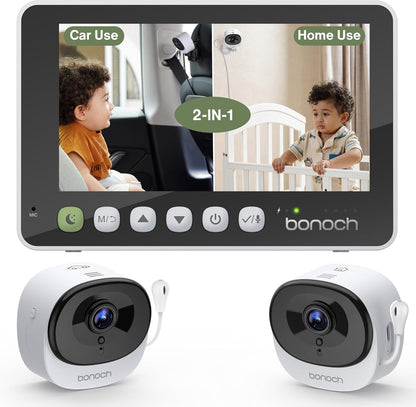 5" 1440P Baby Car Camera, Clearest Monitor, 360° Rotating Wide View