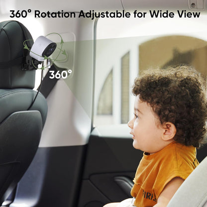 5" 1440P Baby Car Camera, Clearest Monitor, 360° Rotating Wide View