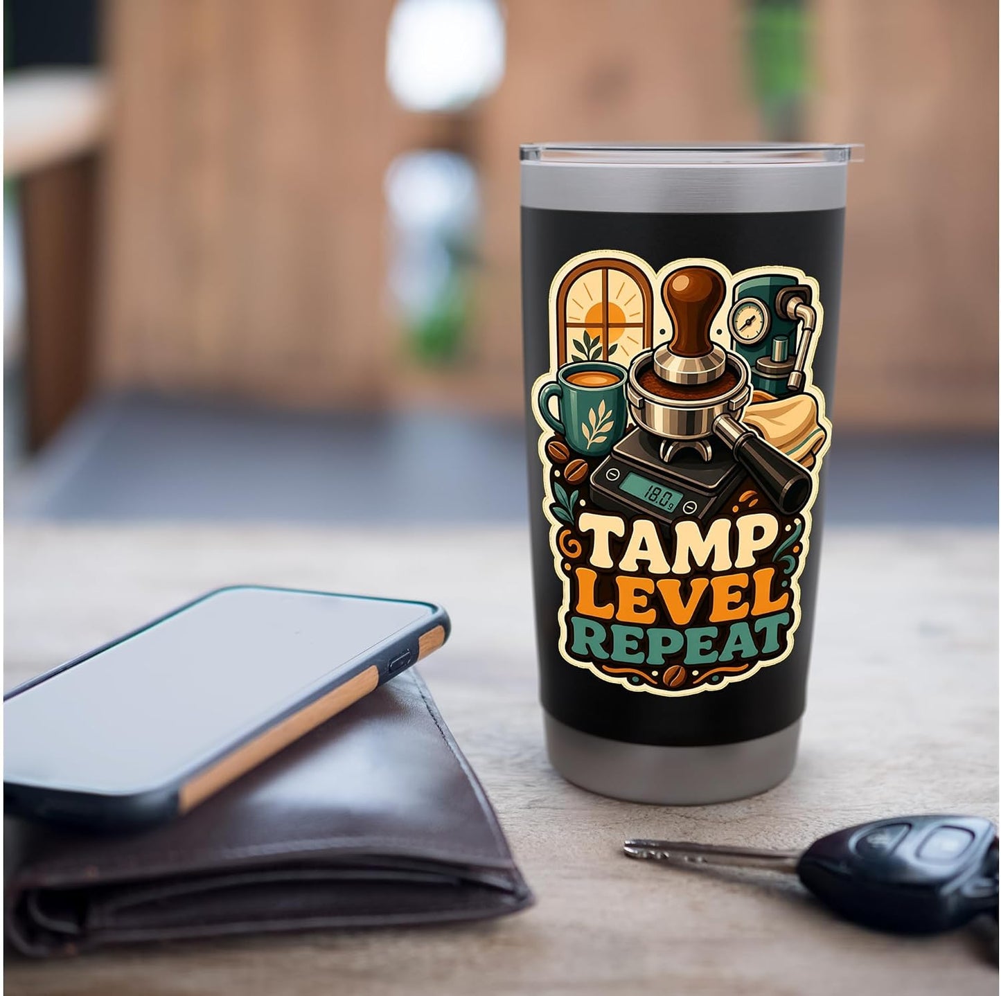 TAMP LEVEL REPEAT Hobby Table Calm Stainless Steel Insulated Tumbler