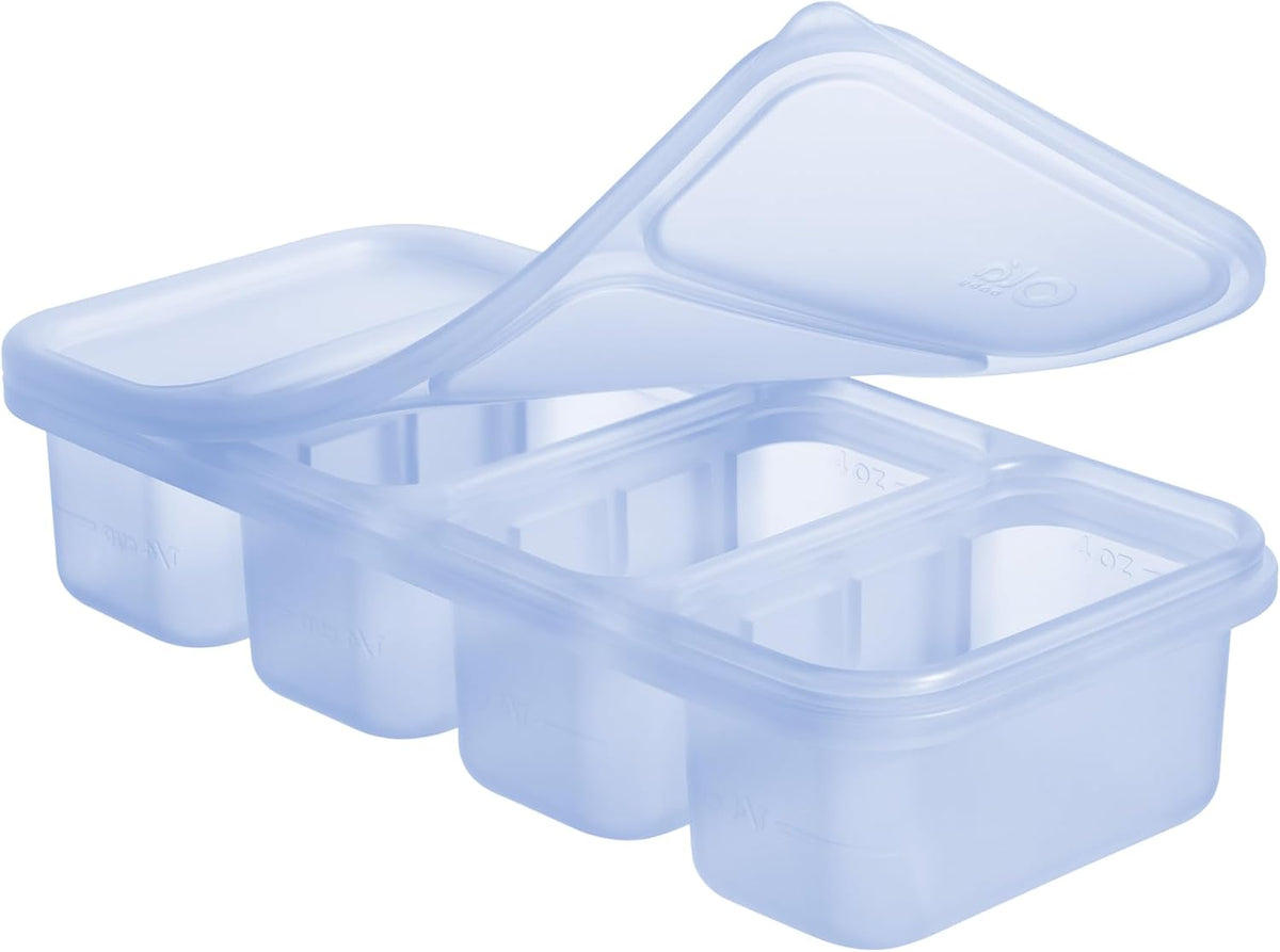 Silicone Freezer Tray with Lid, 1/2 Cup Baby Food Molds (Blueberry)