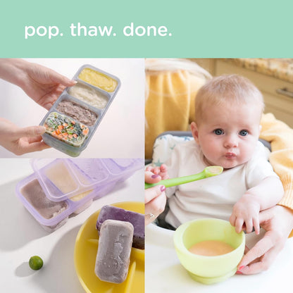Silicone Freezer Tray with Lid, 1/2 Cup Baby Food Molds (Blueberry)
