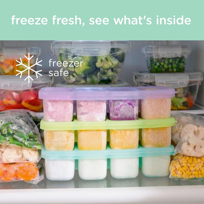 Silicone Freezer Tray with Lid, 1/2 Cup Baby Food Molds (Blueberry)
