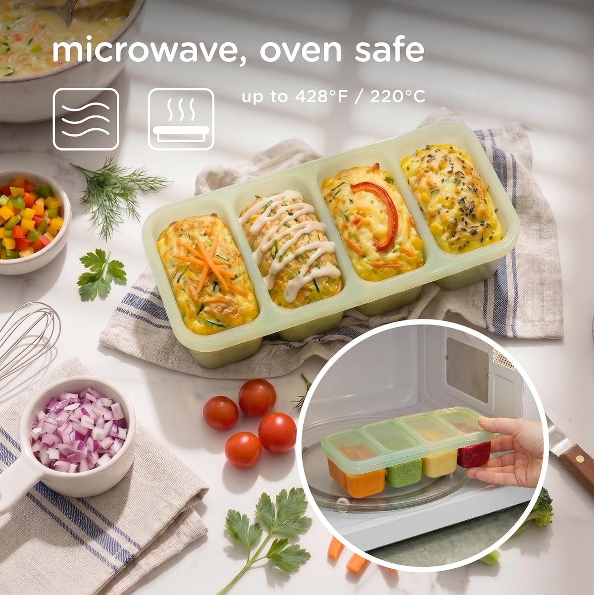 Silicone Freezer Tray with Lid, 1/2 Cup Baby Food Molds (Blueberry)
