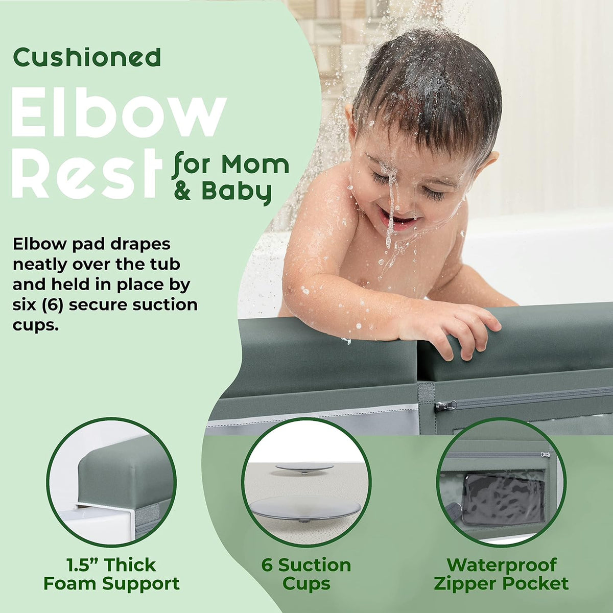 Comfortable Baby Bath Kneeler and Elbow Rest Pad Set - Kneeling Pad Bath Mat with 4 Toy Organizer Pockets,Non-Slip Baby Bathtub Mat, Waterproof and Easy to Clean