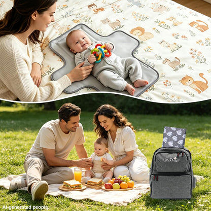 Cute Elephant Portable Diaper Changing Mat,Waterproof Foldable Travel Changing Pad,On-The-Go Wipeable Reusable Changing Pad,Waterproof & Compact,for Diaper Bags,Travel,Car Backseat Changes,Strollers