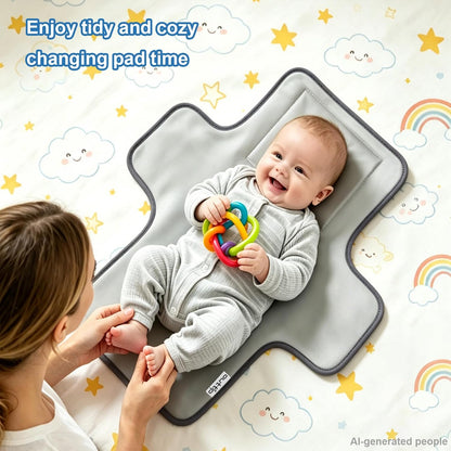 Cute Elephant Portable Diaper Changing Mat,Waterproof Foldable Travel Changing Pad,On-The-Go Wipeable Reusable Changing Pad,Waterproof & Compact,for Diaper Bags,Travel,Car Backseat Changes,Strollers