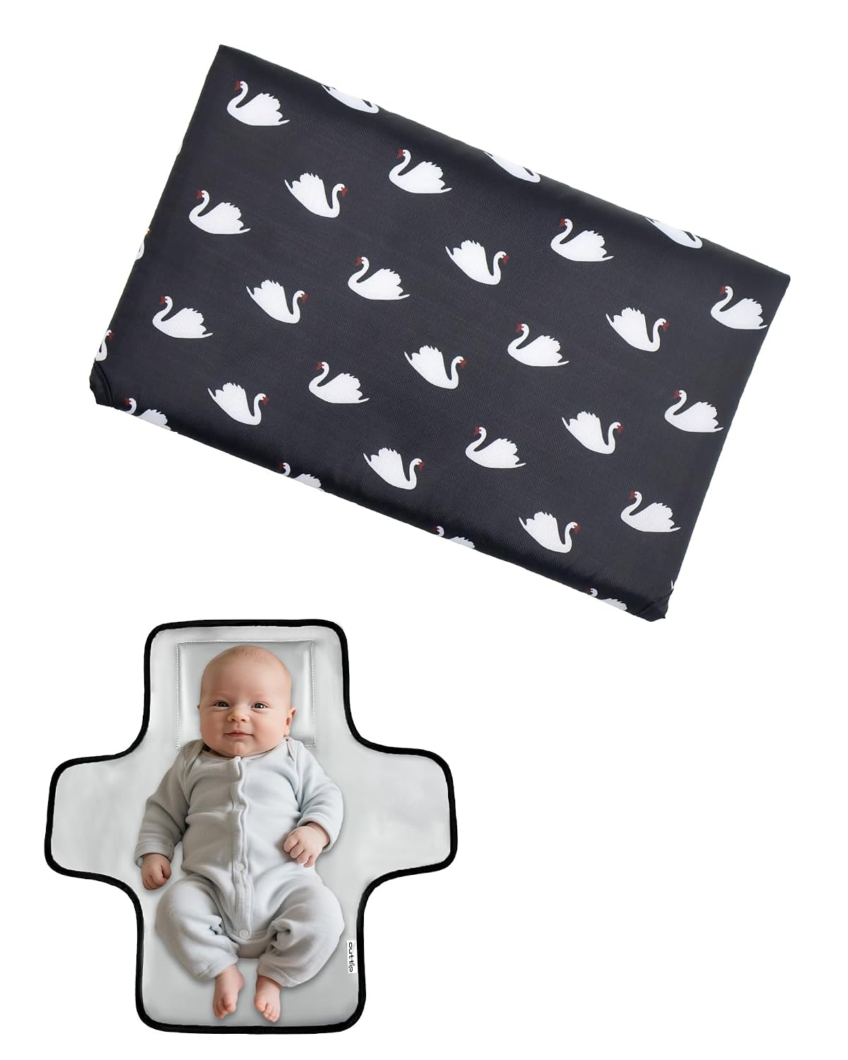 Cute Elephant Portable Diaper Changing Mat,Waterproof Foldable Travel Changing Pad,On-The-Go Wipeable Reusable Changing Pad,Waterproof & Compact,for Diaper Bags,Travel,Car Backseat Changes,Strollers