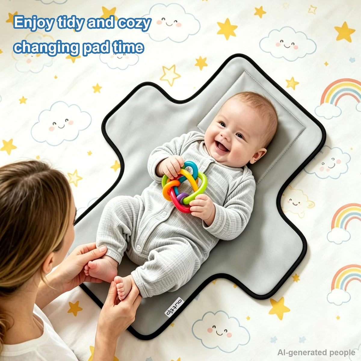 Cute Elephant Portable Diaper Changing Mat,Waterproof Foldable Travel Changing Pad,On-The-Go Wipeable Reusable Changing Pad,Waterproof & Compact,for Diaper Bags,Travel,Car Backseat Changes,Strollers