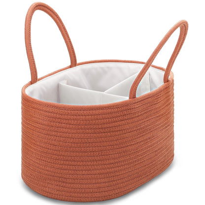Baby Diaper Caddy Organizer for Girls, Cotton Rope, Light pink