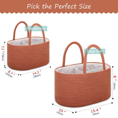 Baby Diaper Caddy Organizer for Girls, Cotton Rope, Light pink