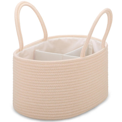 Baby Diaper Caddy Organizer for Girls, Cotton Rope, Light pink