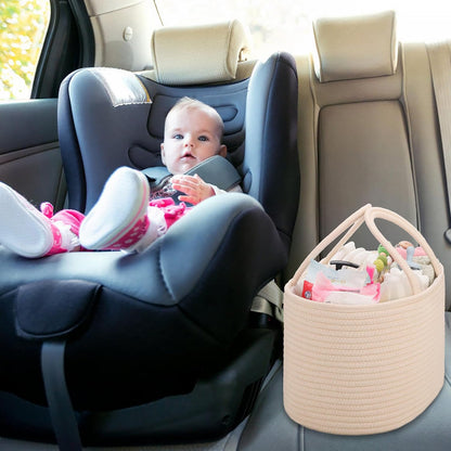 Baby Diaper Caddy Organizer for Girls, Cotton Rope, Light pink