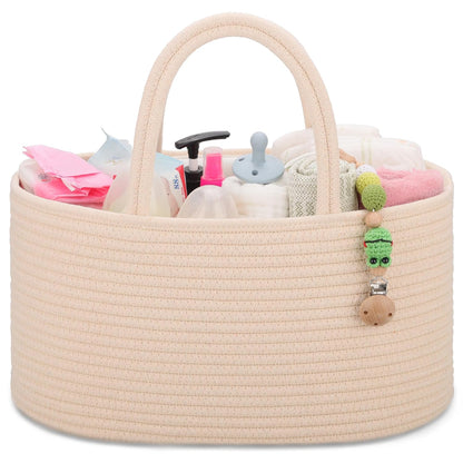 Baby Diaper Caddy Organizer for Girls, Cotton Rope, Light pink