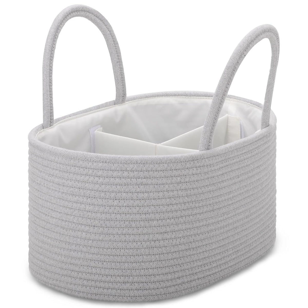 Baby Diaper Caddy Organizer for Girls, Cotton Rope, Light pink
