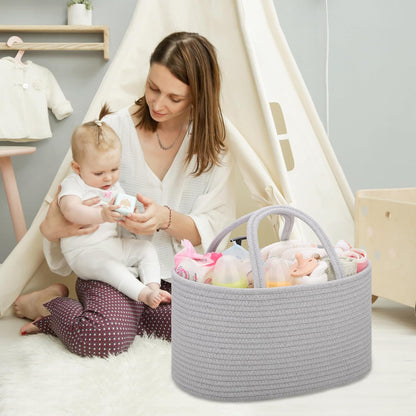 Baby Diaper Caddy Organizer for Girls, Cotton Rope, Light pink