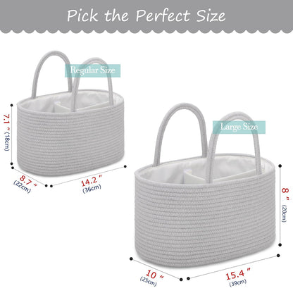 Baby Diaper Caddy Organizer for Girls, Cotton Rope, Light pink