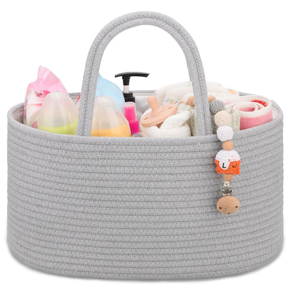 Baby Diaper Caddy Organizer for Girls, Cotton Rope, Light pink