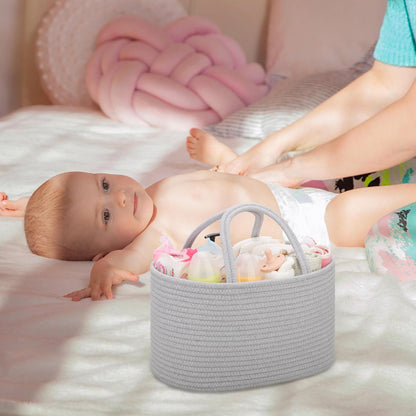 Baby Diaper Caddy Organizer for Girls, Cotton Rope, Light pink