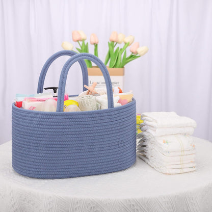 Baby Diaper Caddy Organizer for Girls, Cotton Rope, Light pink