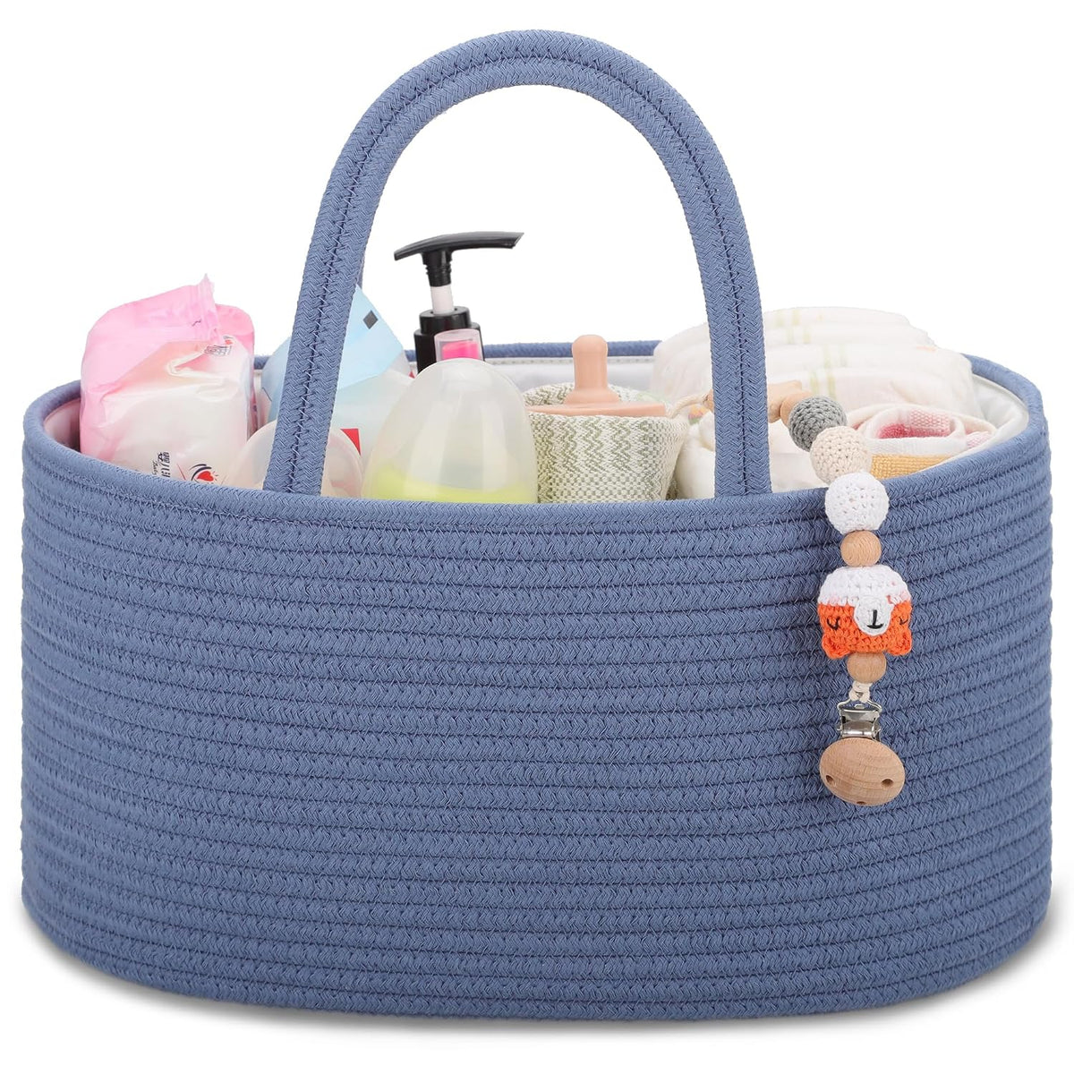 Baby Diaper Caddy Organizer for Girls, Cotton Rope, Light pink