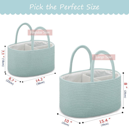 Baby Diaper Caddy Organizer for Girls, Cotton Rope, Light pink