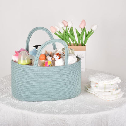 Baby Diaper Caddy Organizer for Girls, Cotton Rope, Light pink