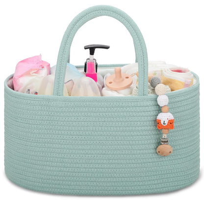 Baby Diaper Caddy Organizer for Girls, Cotton Rope, Light pink