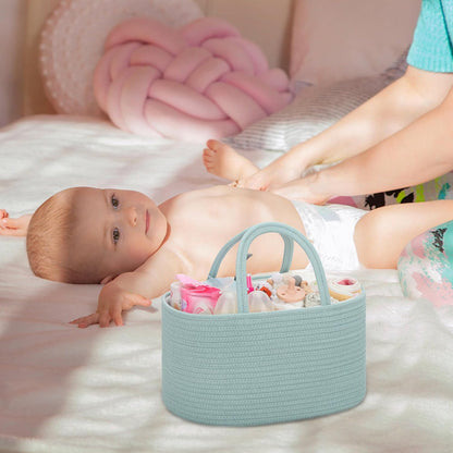Baby Diaper Caddy Organizer for Girls, Cotton Rope, Light pink
