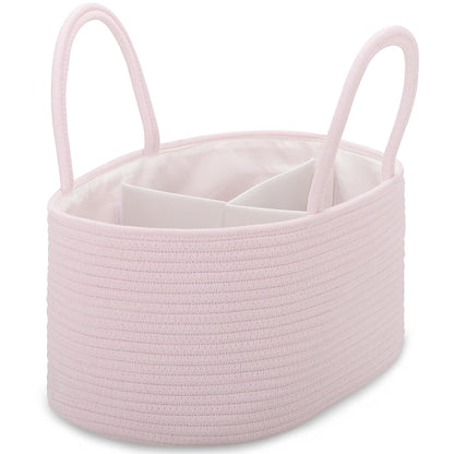 Baby Diaper Caddy Organizer for Girls, Cotton Rope, Light pink