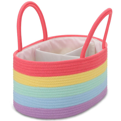 Baby Diaper Caddy Organizer for Girls, Cotton Rope, Light pink