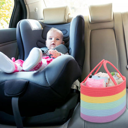 Baby Diaper Caddy Organizer for Girls, Cotton Rope, Light pink