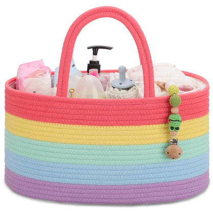 Baby Diaper Caddy Organizer for Girls, Cotton Rope, Light pink
