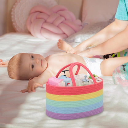 Baby Diaper Caddy Organizer for Girls, Cotton Rope, Light pink