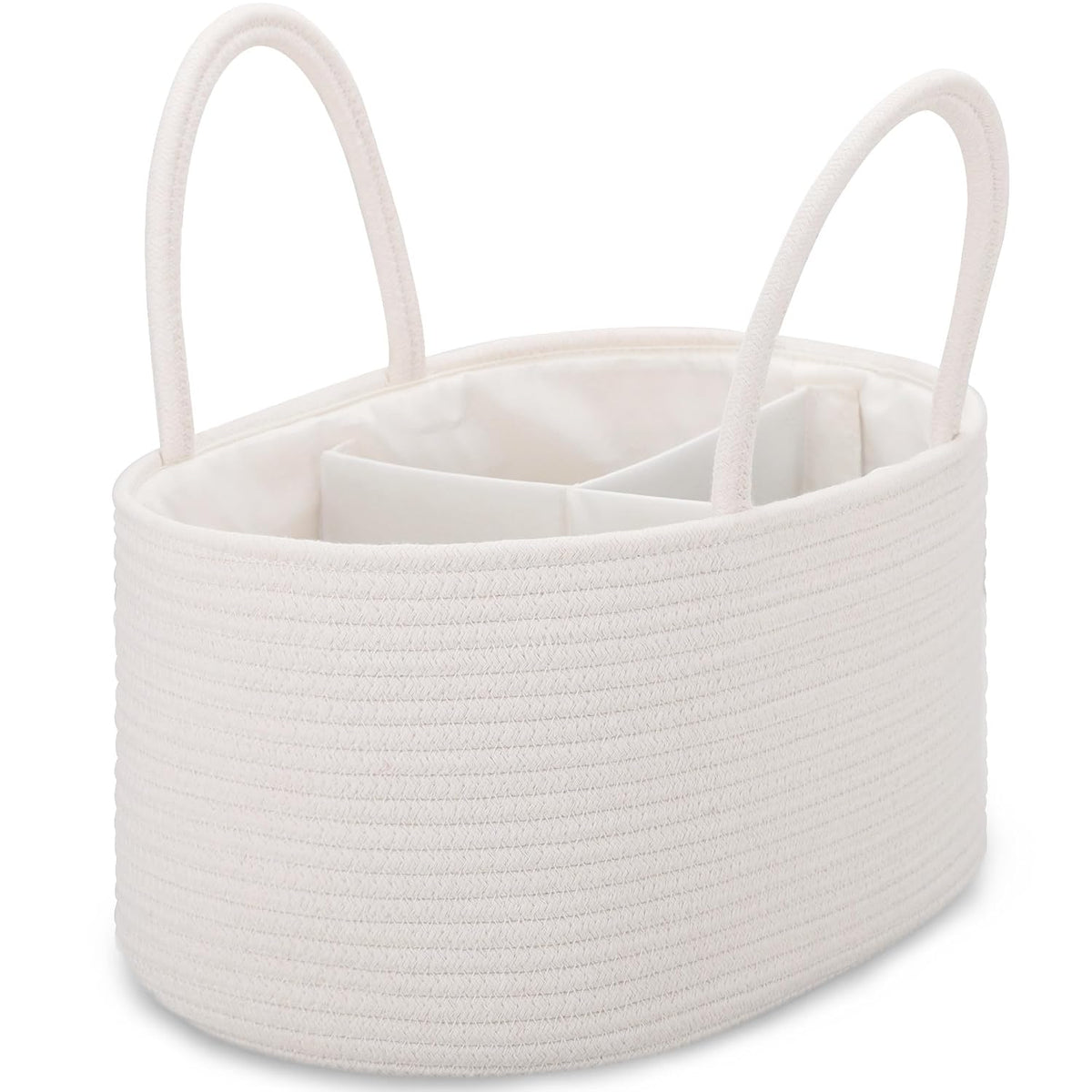 Baby Diaper Caddy Organizer for Girls, Cotton Rope, Light pink