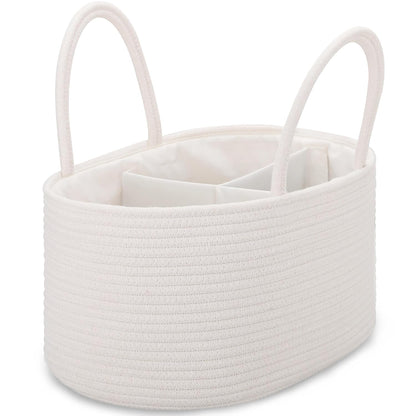 Baby Diaper Caddy Organizer for Girls, Cotton Rope, Light pink