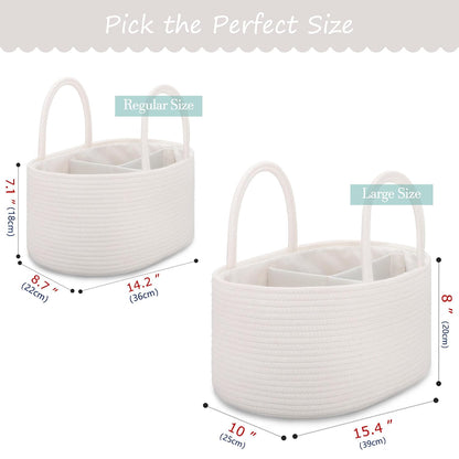 Baby Diaper Caddy Organizer for Girls, Cotton Rope, Light pink