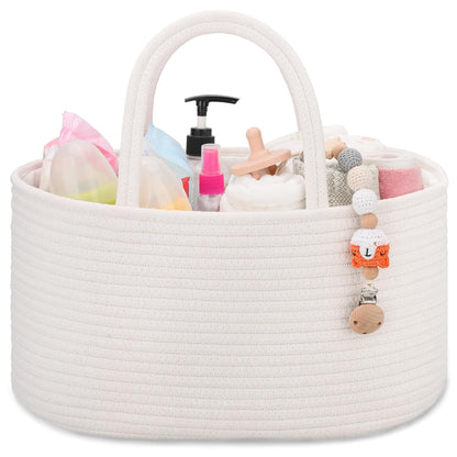 Baby Diaper Caddy Organizer for Girls, Cotton Rope, Light pink