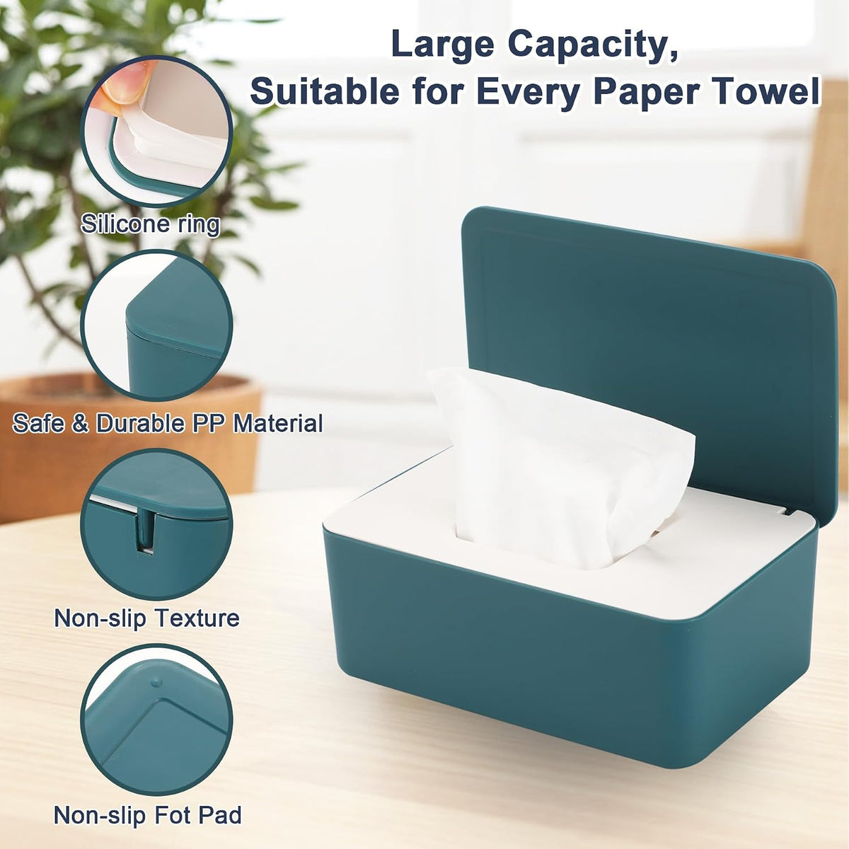 Wipes Dispenser, Baby Wipe Holder, Keeps Wipes Fresh, Refillable Wipe Container Baby Wipes Case for Bathroom Wipes Pouch Case, Deep Blue