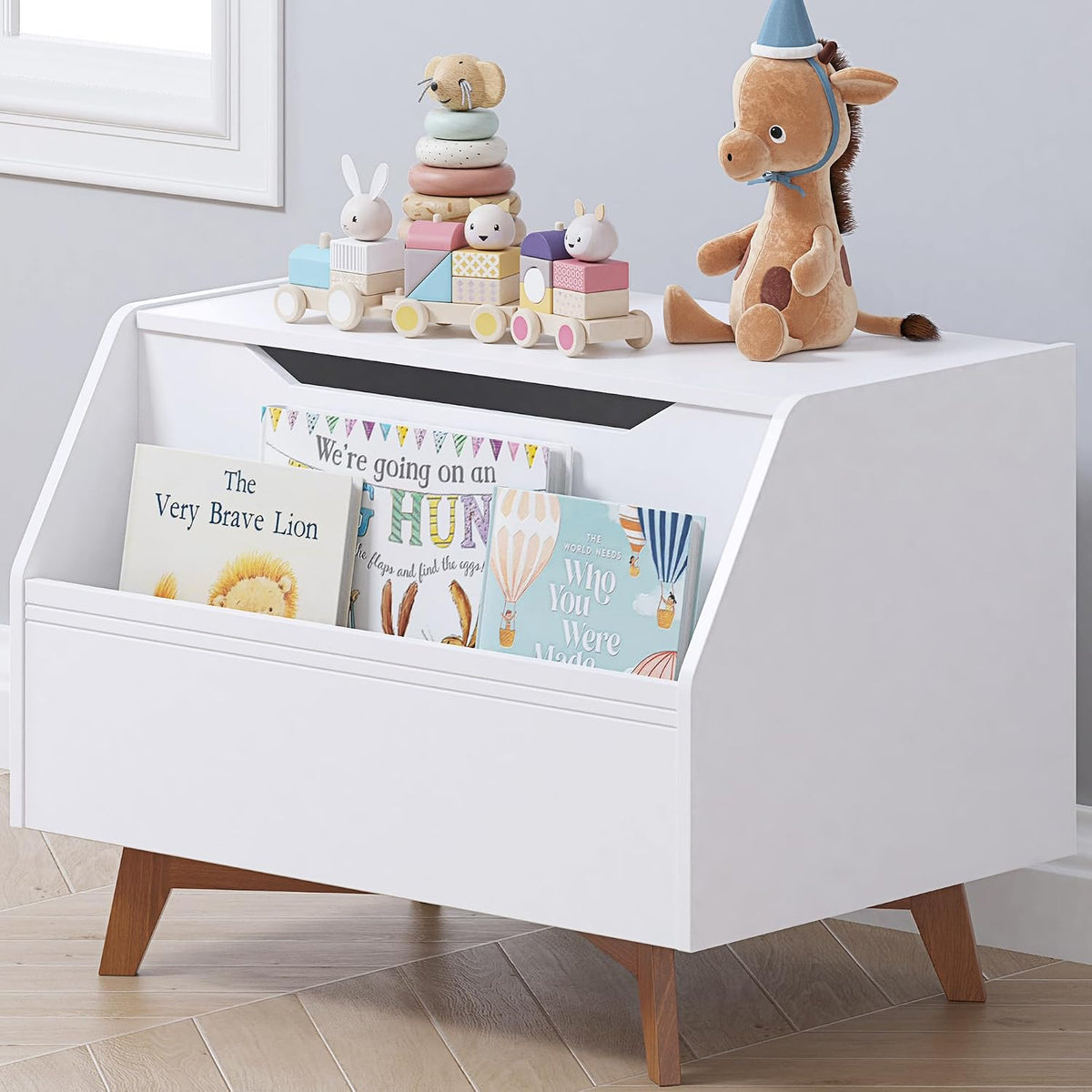 Kids Toy Box, Toy Chest with Bookshelf, Kids Storage Organizer Bench