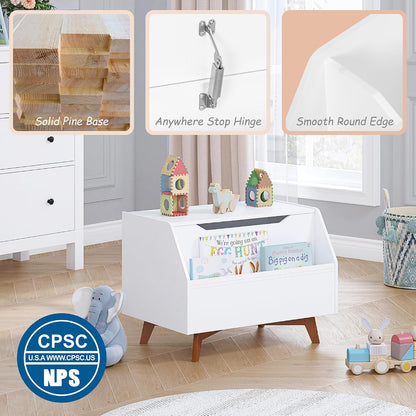 Kids Toy Box, Toy Chest with Bookshelf, Kids Storage Organizer Bench
