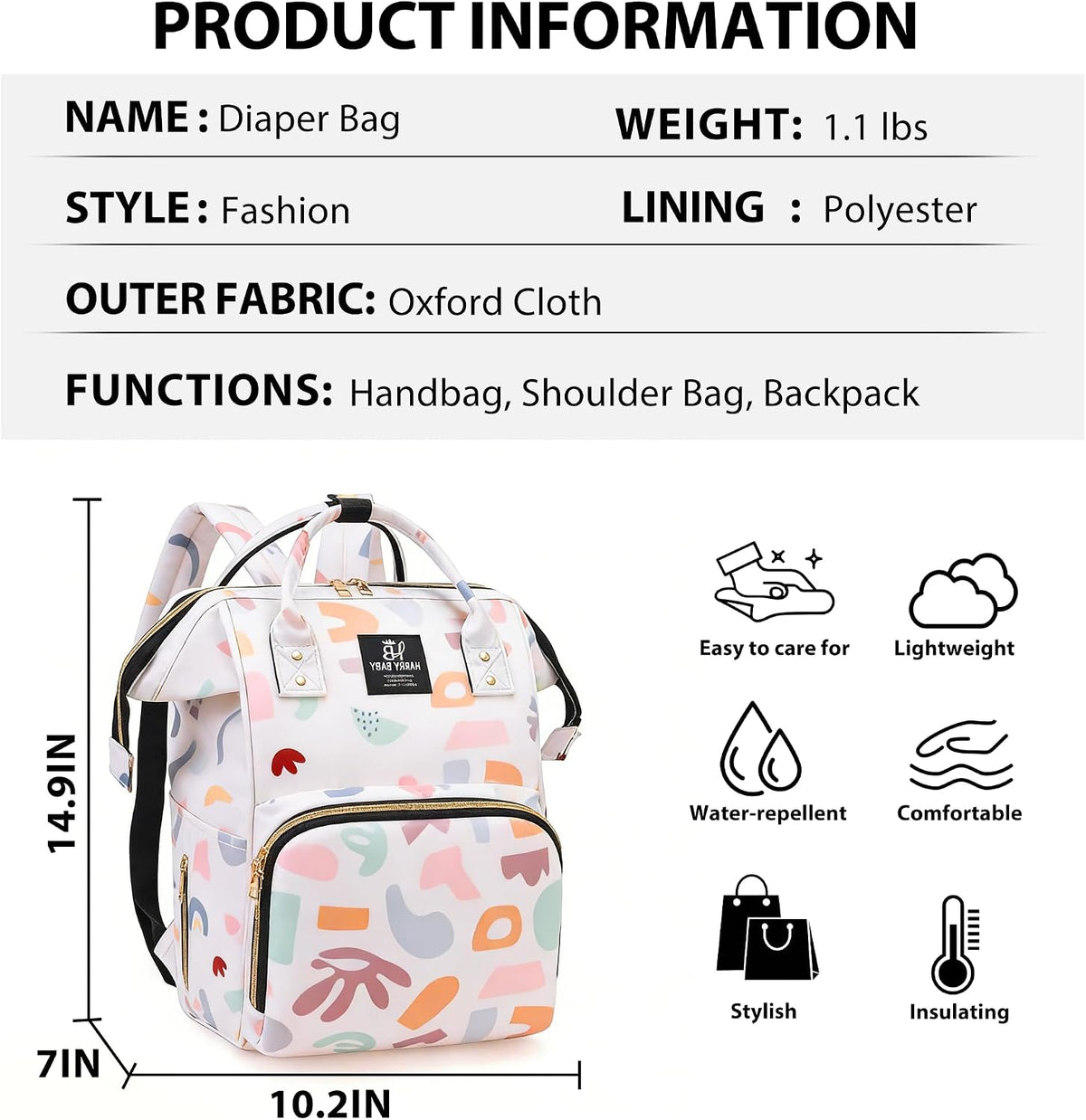 Diaper Bag Backpack for Moms Baby Essentials Travel Tote Nappy Changing Bag with Insulated Pockets,Multi-Waterproof Backpack (Orange)