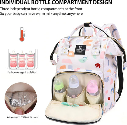 Diaper Bag Backpack for Moms Baby Essentials Travel Tote Nappy Changing Bag with Insulated Pockets,Multi-Waterproof Backpack (Orange)