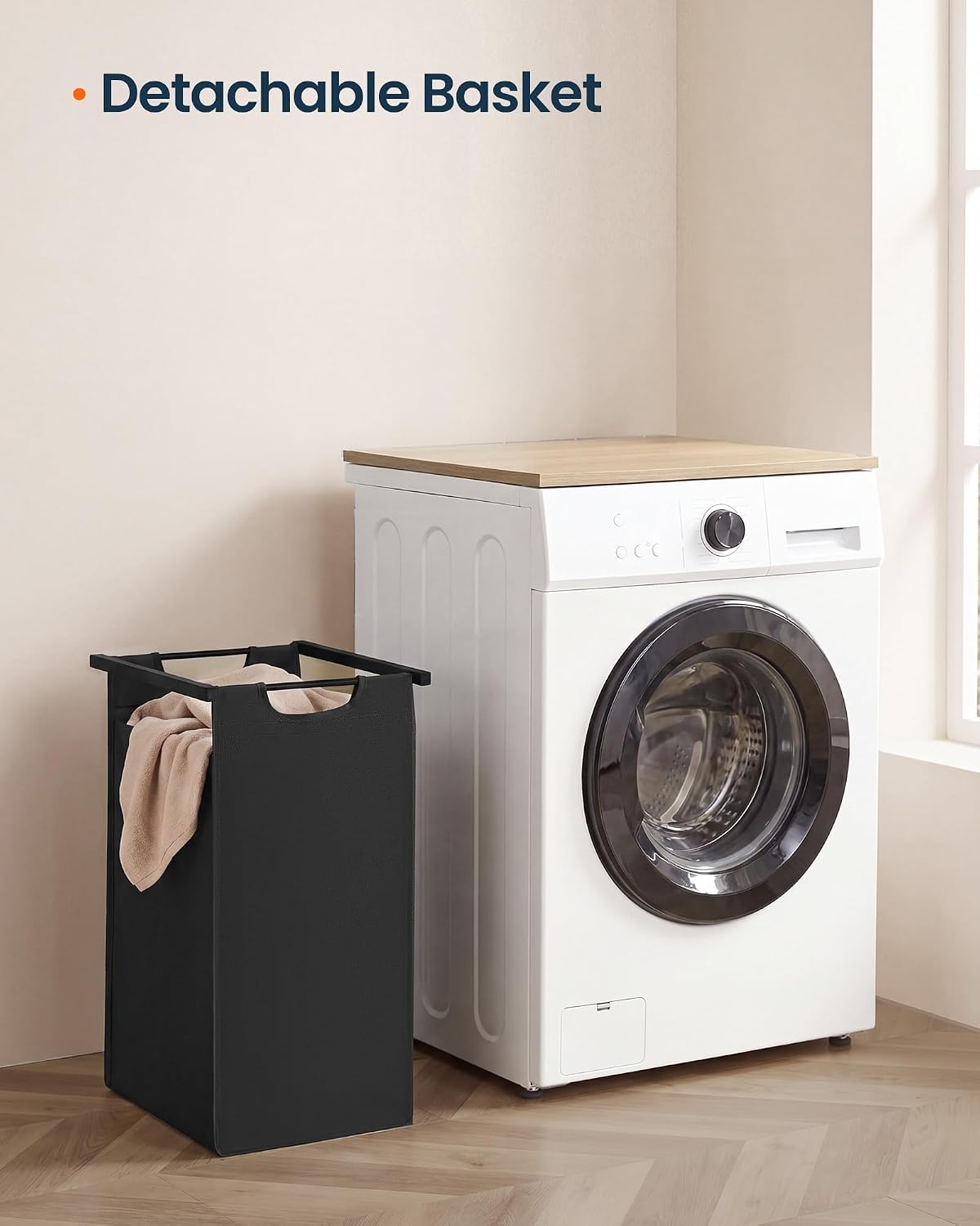 Laundry Basket Sorter with Storage Shelf, Laundry Hamper with Metal Frame, 2 x 12.1 Gallons (46 L), Gray and Rustic Brown
