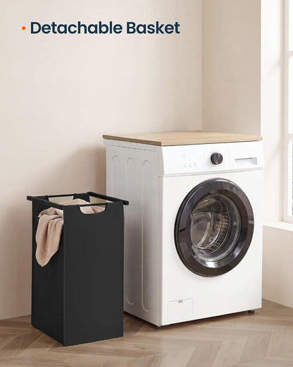 Laundry Basket Sorter with Storage Shelf, Laundry Hamper with Metal Frame, 2 x 12.1 Gallons (46 L), Gray and Rustic Brown