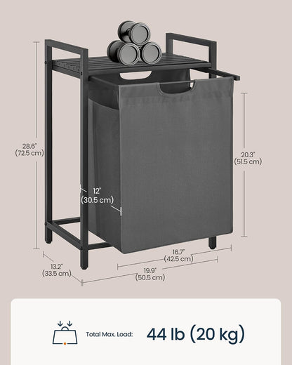 Laundry Basket Sorter with Storage Shelf, Laundry Hamper with Metal Frame, 2 x 12.1 Gallons (46 L), Gray and Rustic Brown