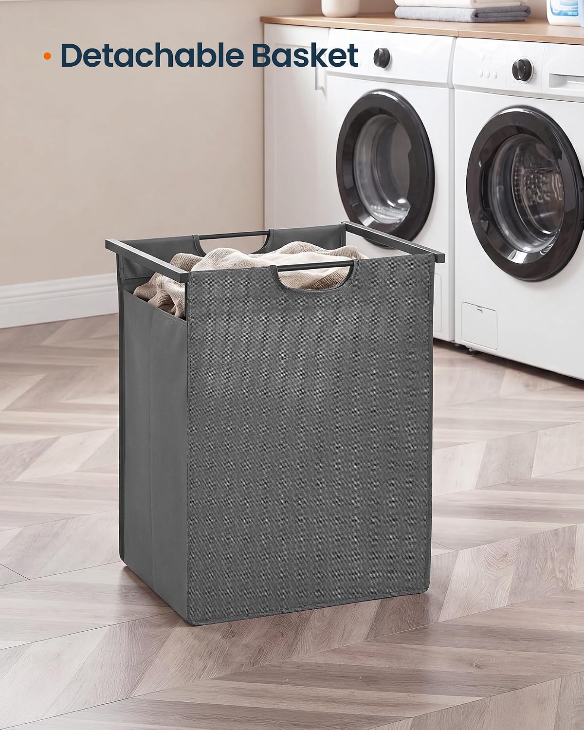 Laundry Basket Sorter with Storage Shelf, Laundry Hamper with Metal Frame, 2 x 12.1 Gallons (46 L), Gray and Rustic Brown