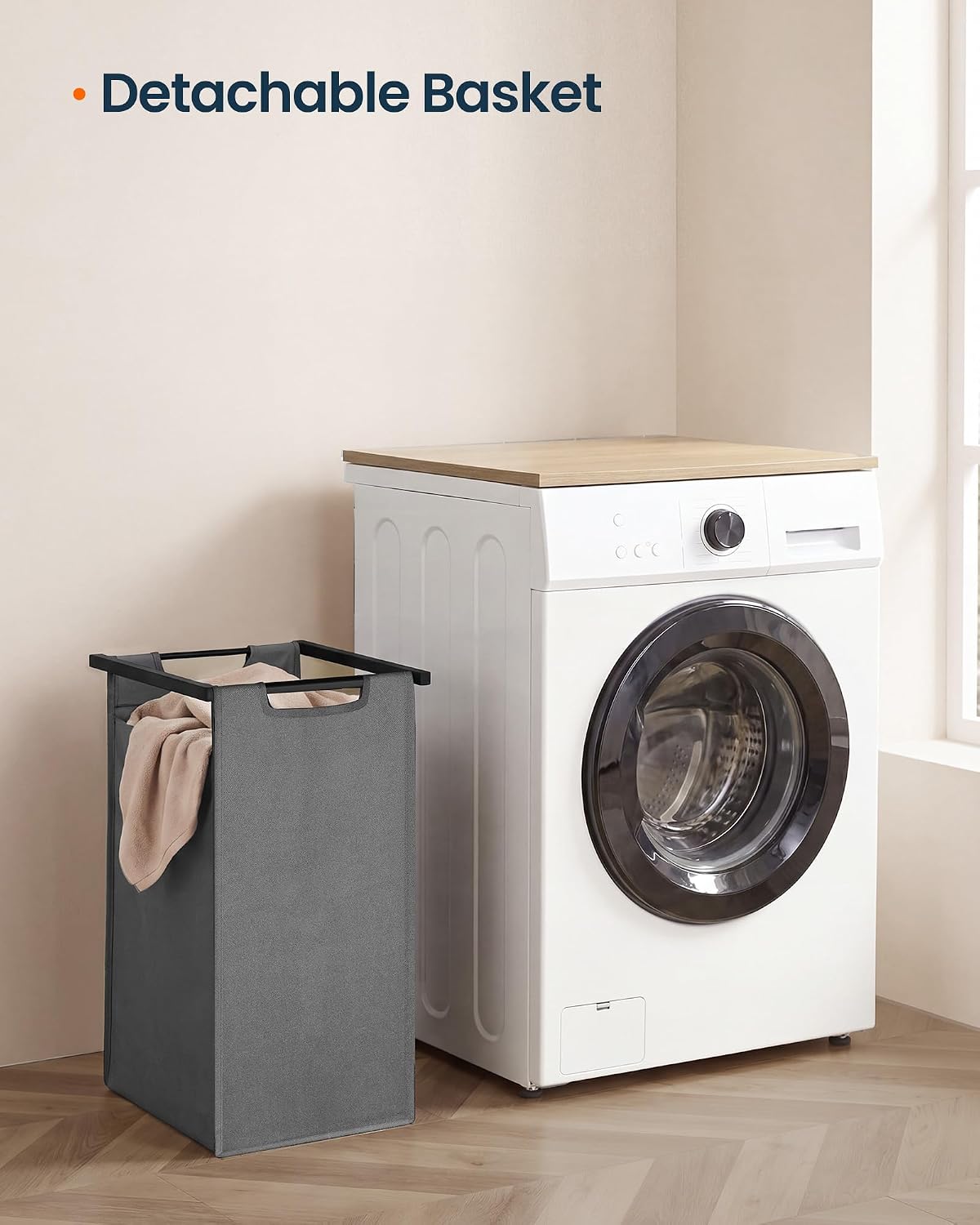 Laundry Basket Sorter with Storage Shelf, Laundry Hamper with Metal Frame, 2 x 12.1 Gallons (46 L), Gray and Rustic Brown