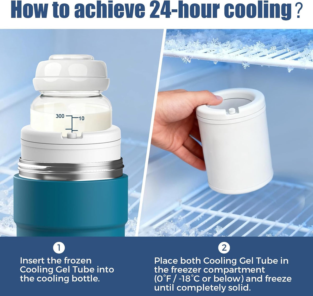 23oz Portable Breast Milk Cooler, Breastmilk Chiller for Travel, Large Capacity Cooler with 360° Cooling for 24H Safe Storage, with 2 Baby Bottles, Breastmilk Storage for Outdoor Working