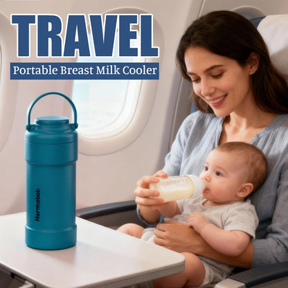 23oz Portable Breast Milk Cooler, Breastmilk Chiller for Travel, Large Capacity Cooler with 360° Cooling for 24H Safe Storage, with 2 Baby Bottles, Breastmilk Storage for Outdoor Working
